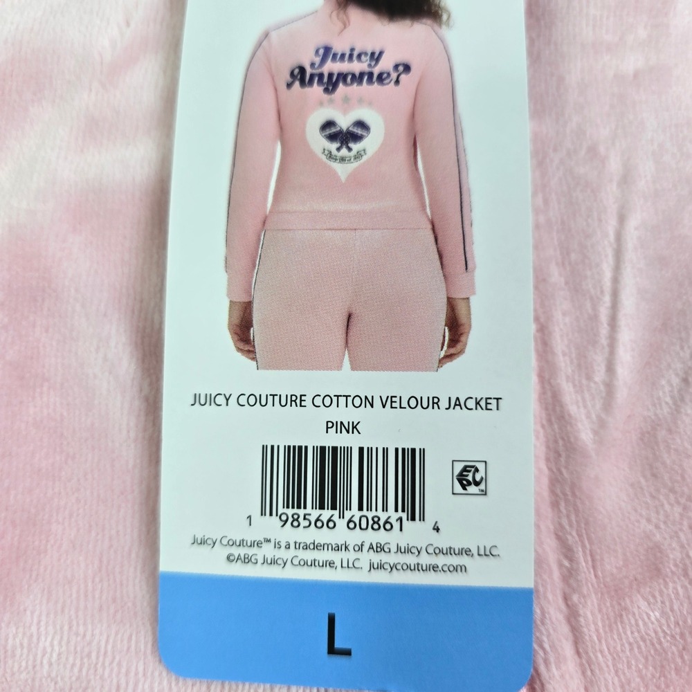 Juicy Couture Velour Track Jacket Womens Large Pink Pickleball Juicy Anyone New - Picture 5 of 9